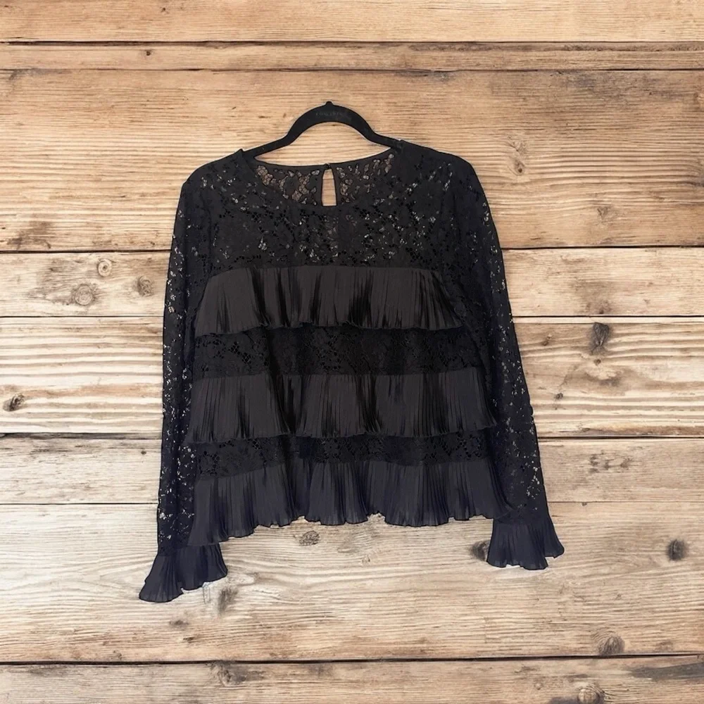 J.Crew Pleated Lace Top